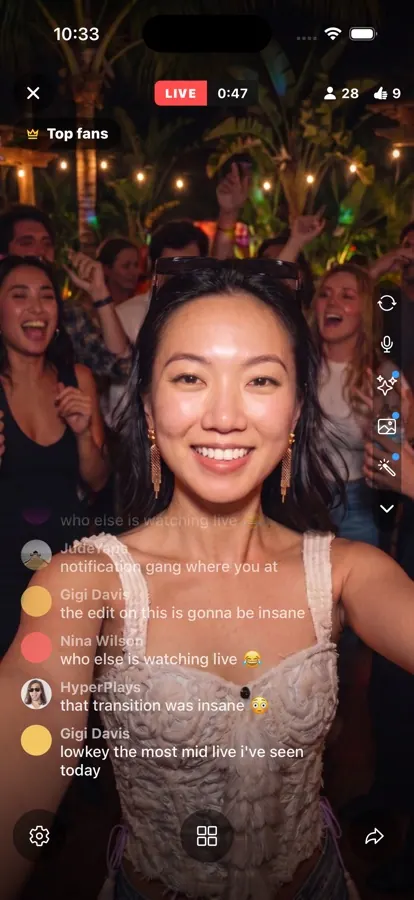 A StreamSim session with a simulated, reactive chat overlaying the live camera